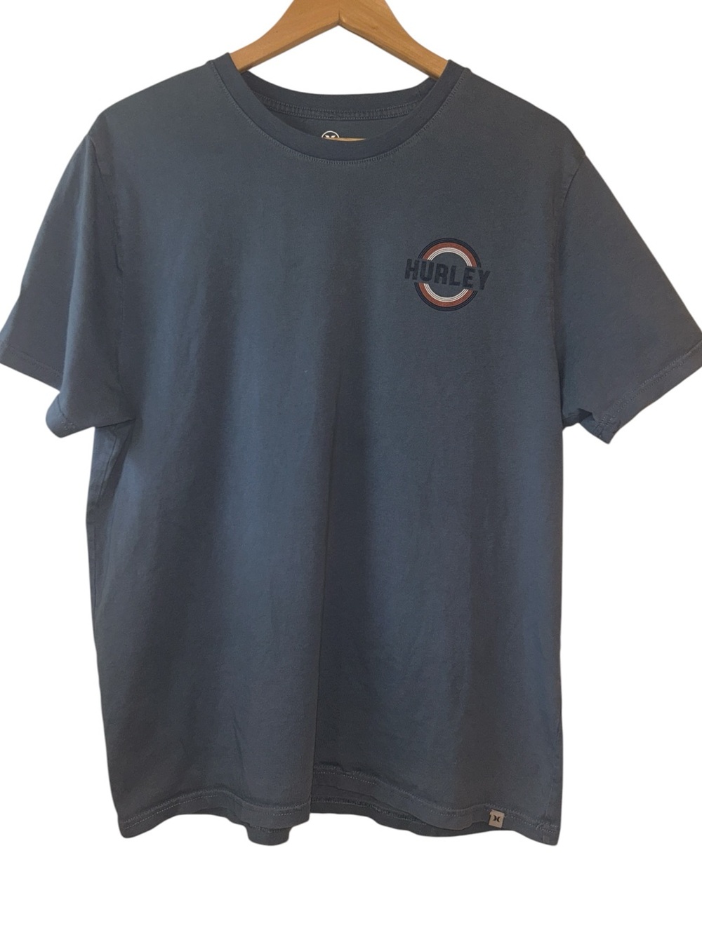 Hurley Men’s T-Shirt Size Large Beach Streetwear 100% Cotton Dusty Blue